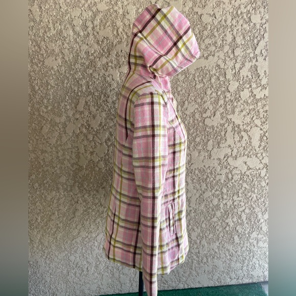 Y2K Paul Frank Pink Plaid Hooded Wool Peacoat, Size Small - Picture 9 of 13